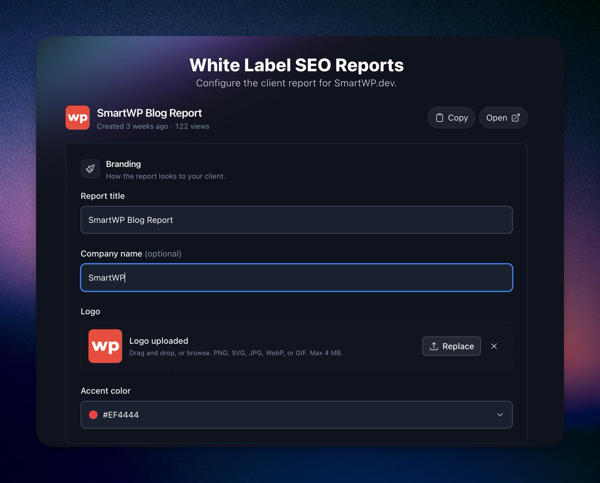 Branding screenshot