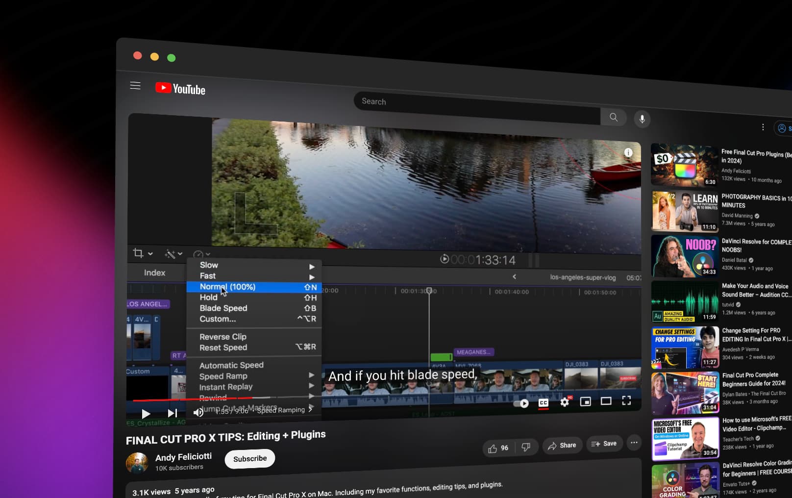 Final Cut Pro Tips on YouTube (Screenshot)