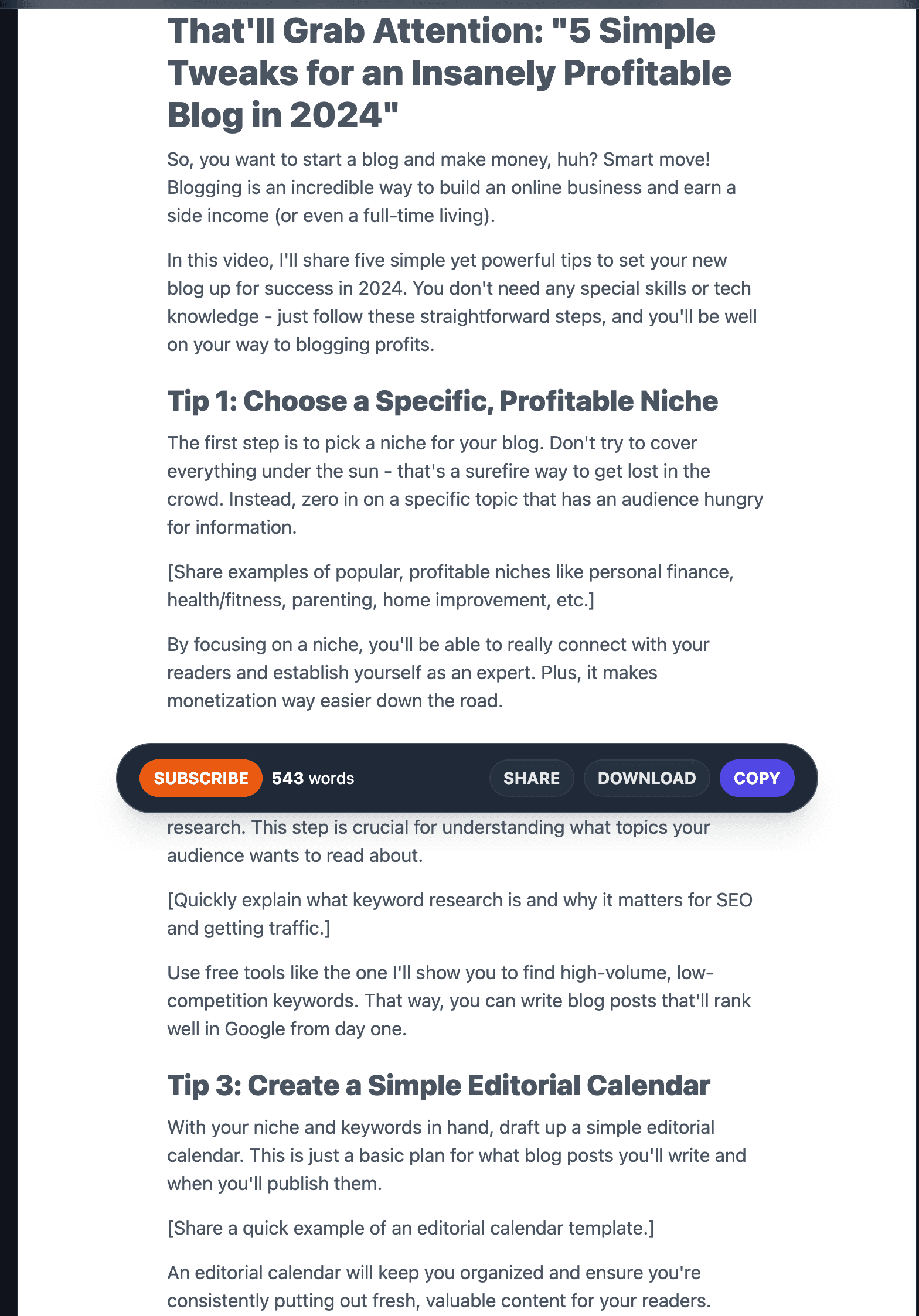 RightBlogger Blog Post to YouTube Video Script