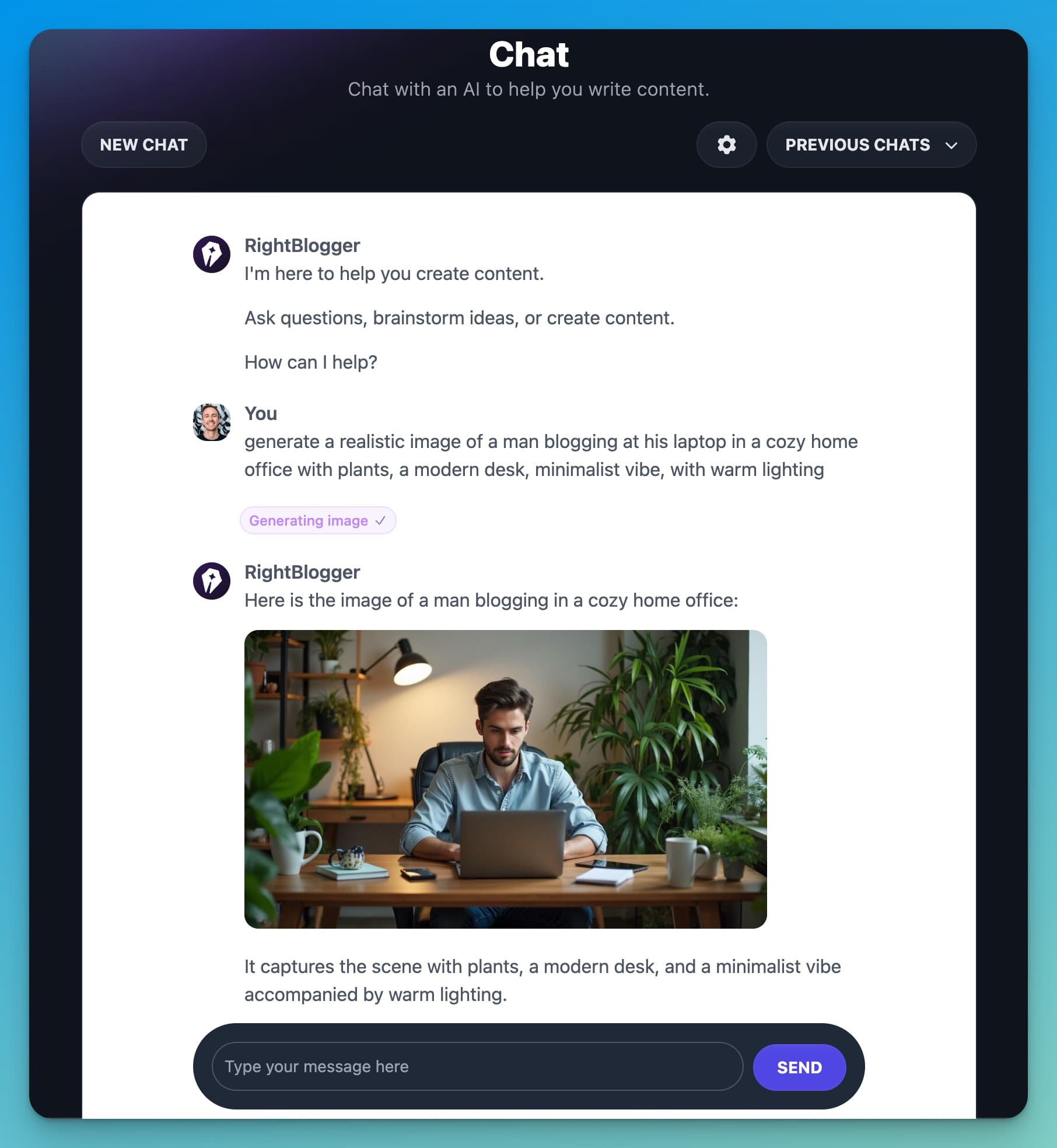RightBlogger Chat to Generate AI Images