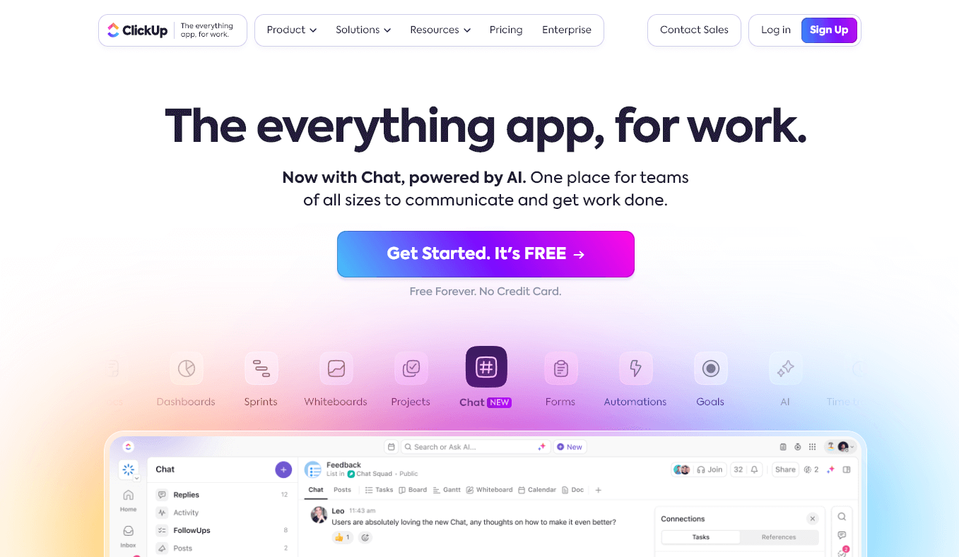 AI productivity tool ClickUp for project management, product development, and knowledge management