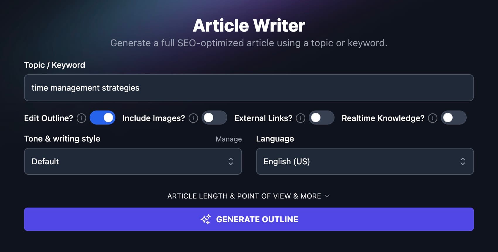 RightBlogger's AI Article Writer