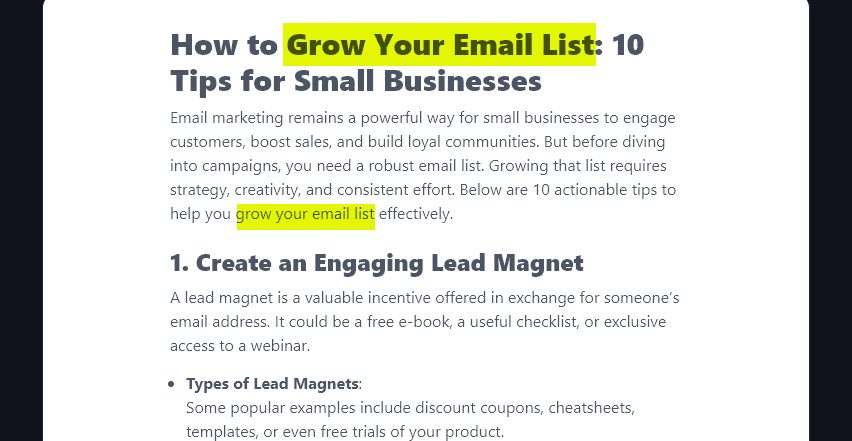 The Primary Keyword Used in the Text (Title and Introduction) by the Listicle Writer Tool