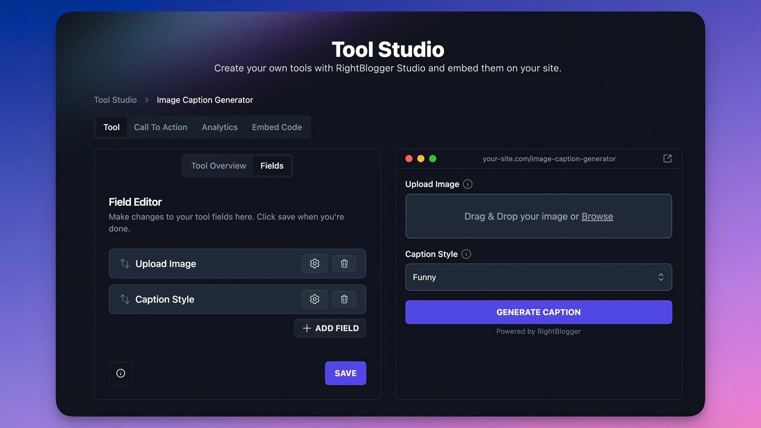 RightBlogger Tool Studio: Embeddable AI Tools & Lead Magnets