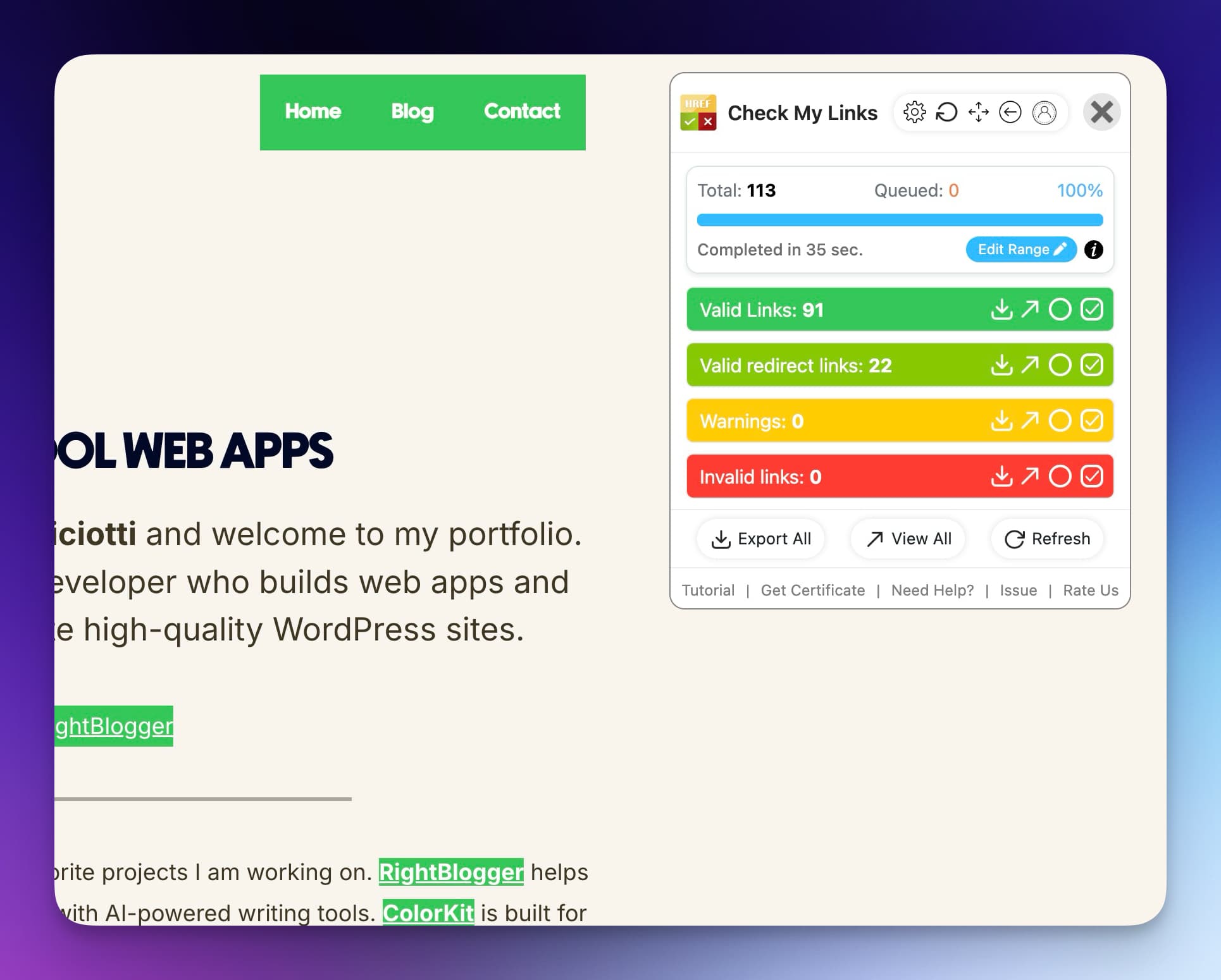 Check my links chrome extension
