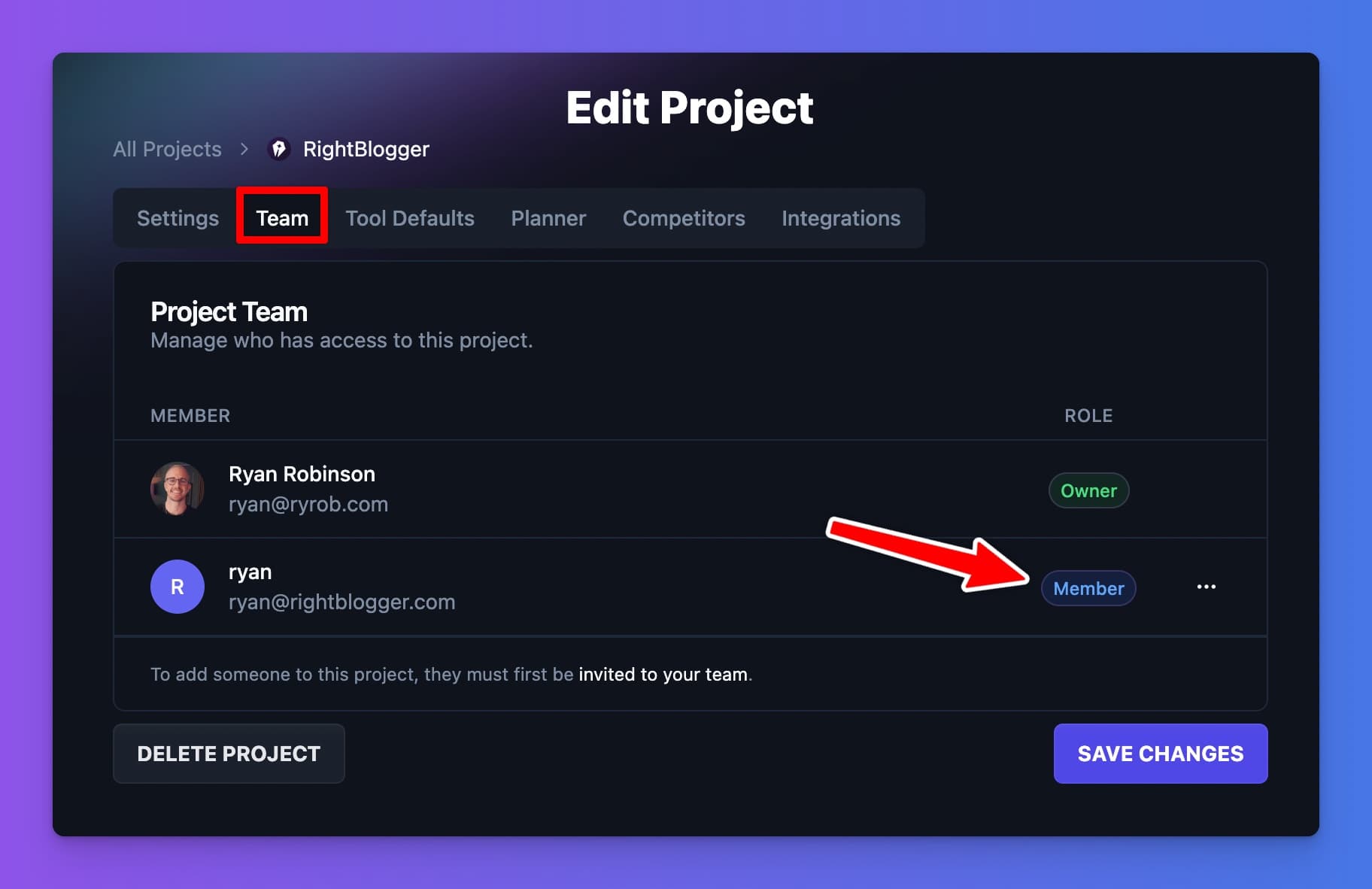 Invite Teammates to Projects