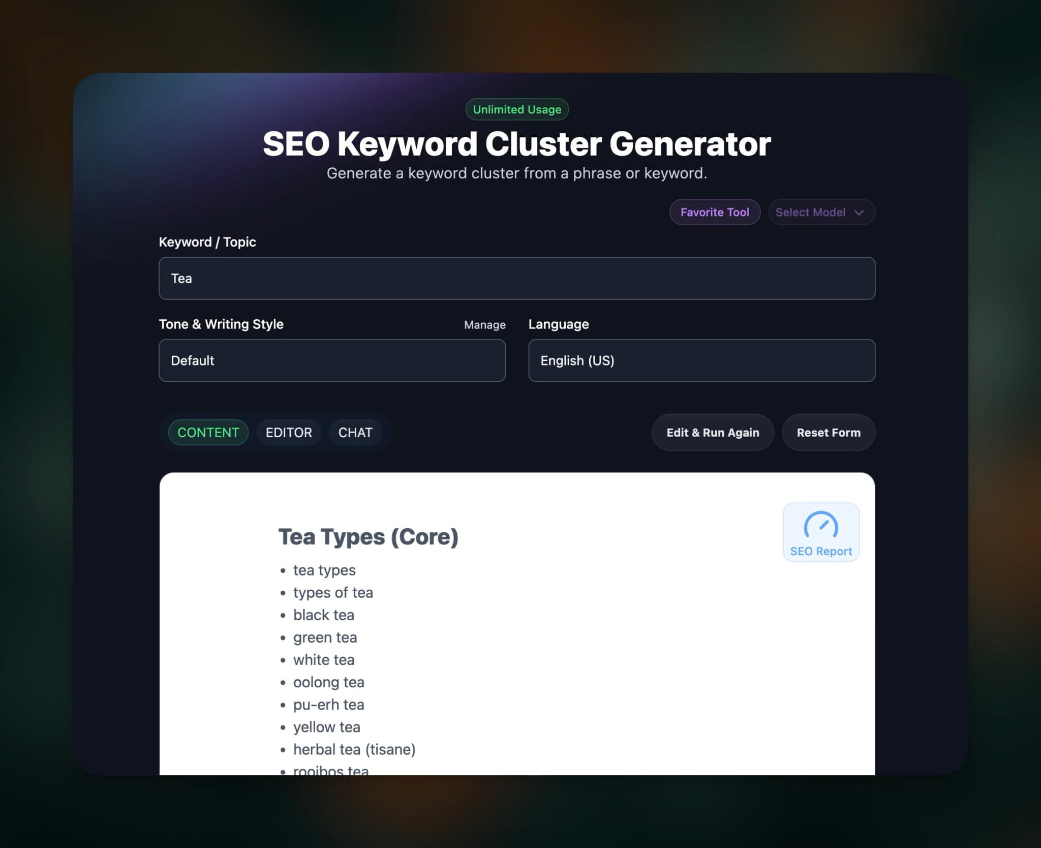 Keyword cluster tool in RightBlogger