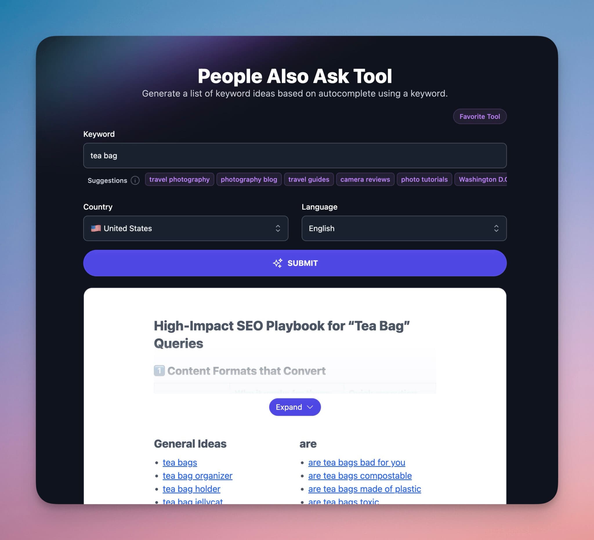 People also ask tool