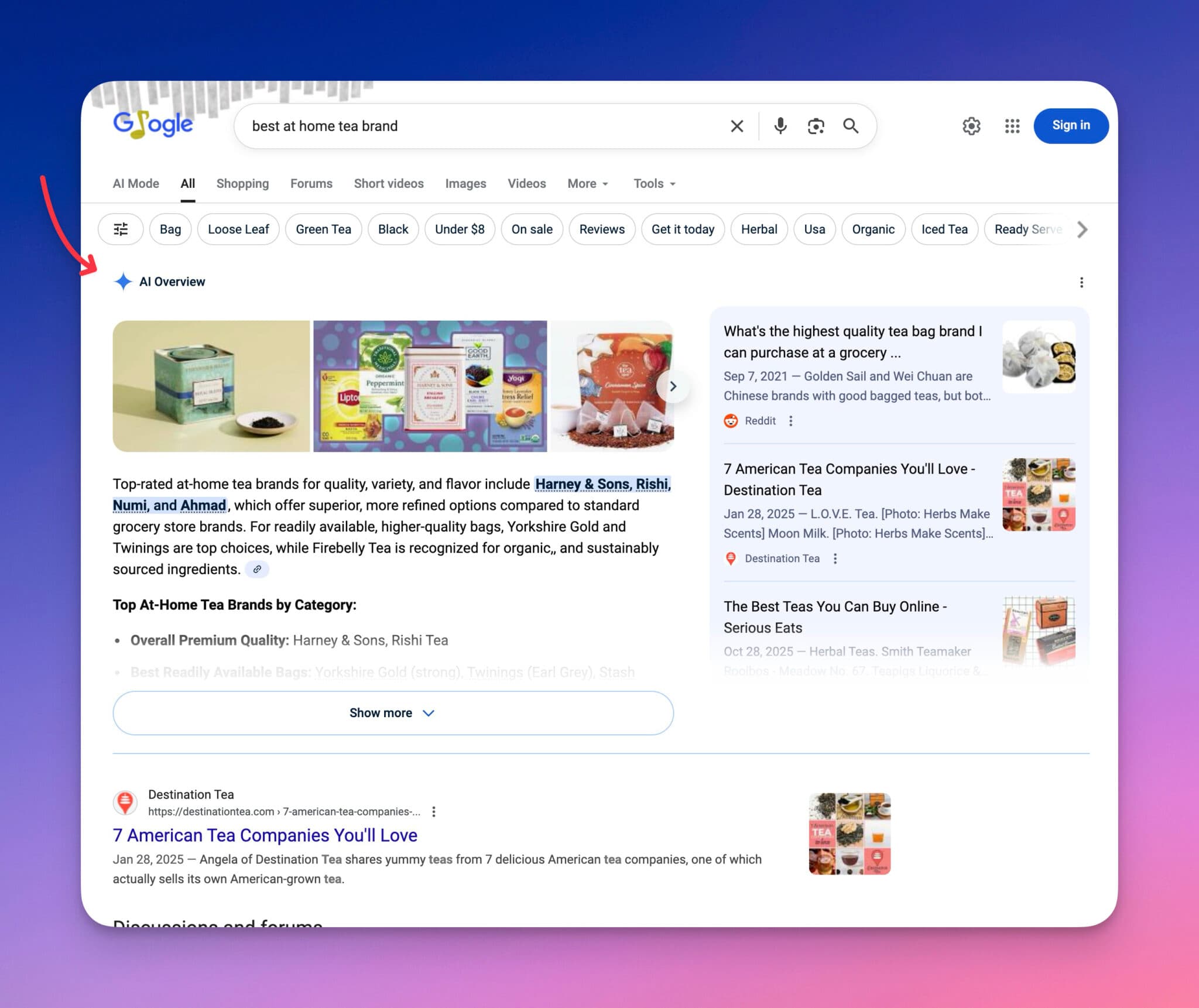 AI overviews in Google
