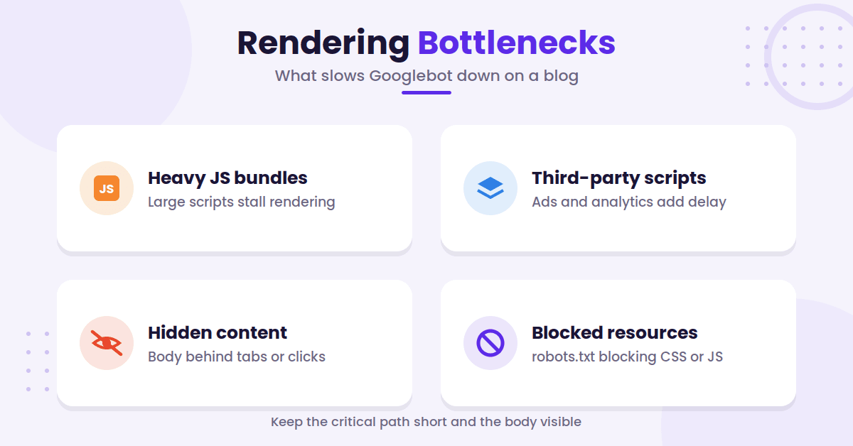 Common JavaScript rendering bottleneck icons grid
