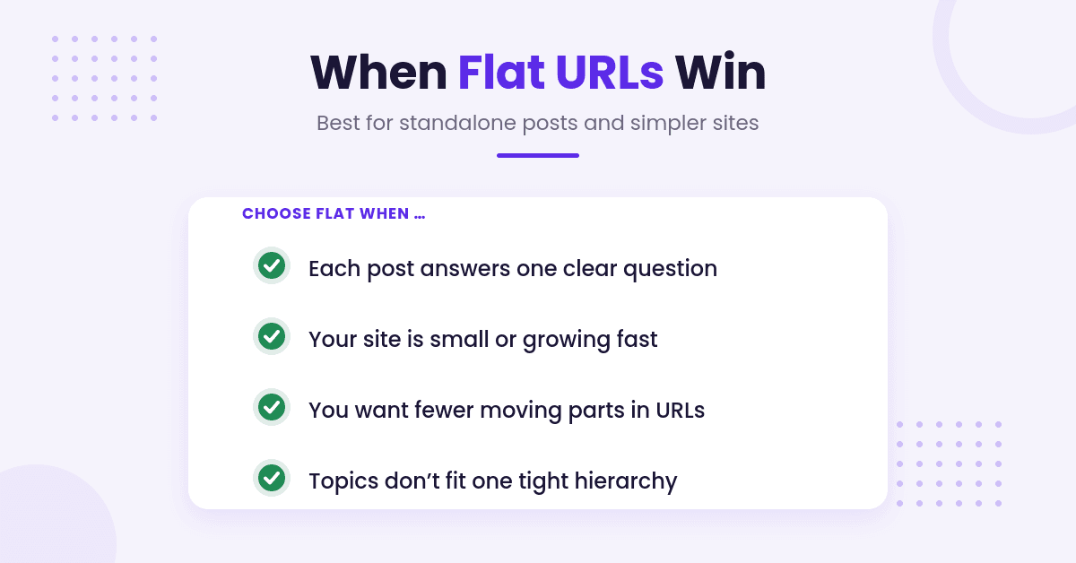 Checklist of when flat URLs win