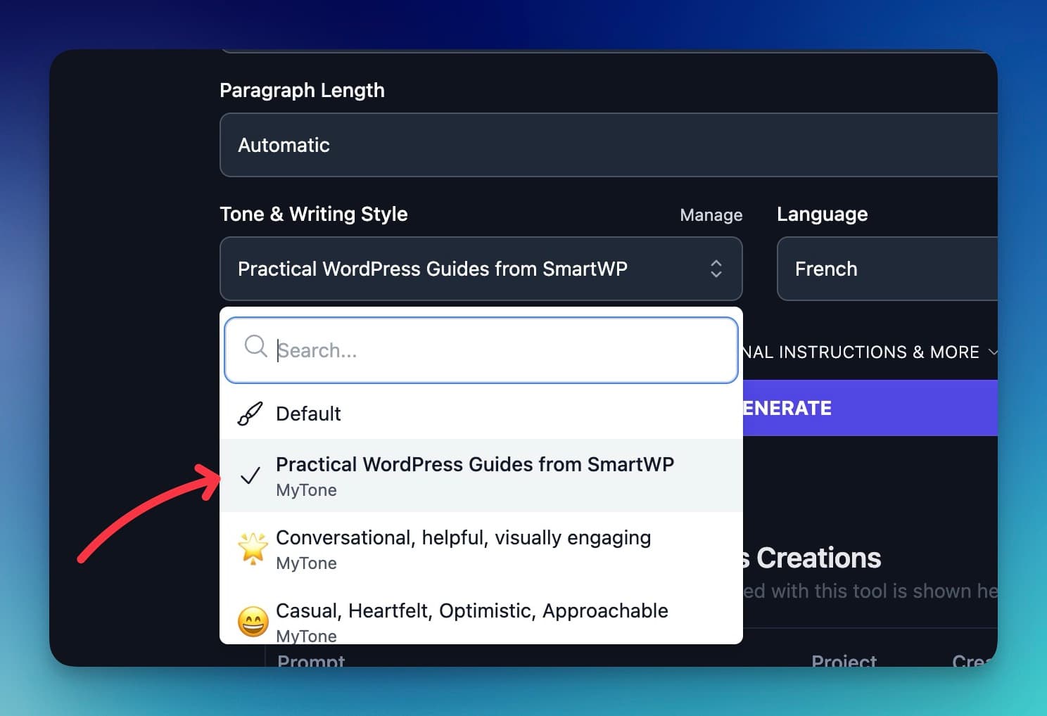 Using MyTone in tools on RightBlogger