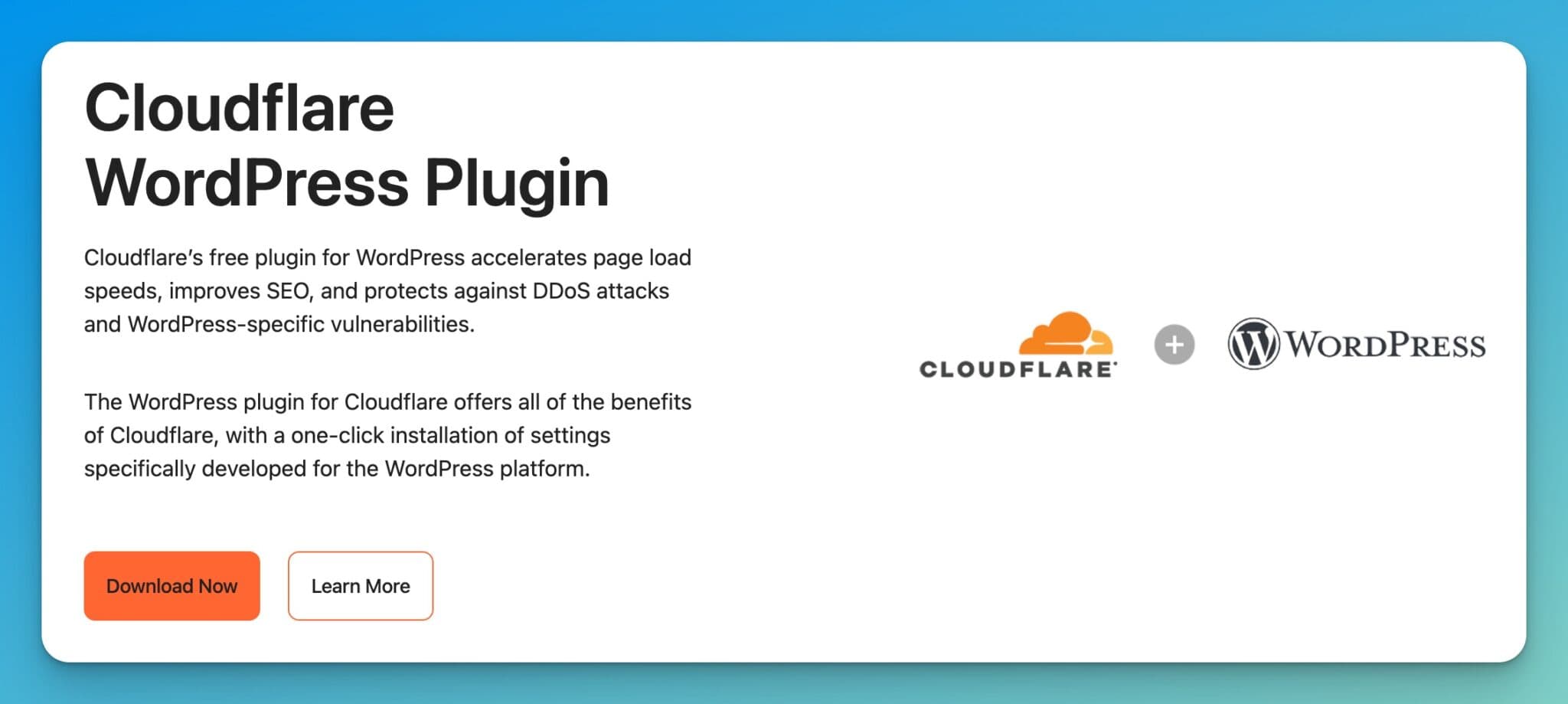 Cloudflare Free WordPress Plugin (Screen Shot Example)