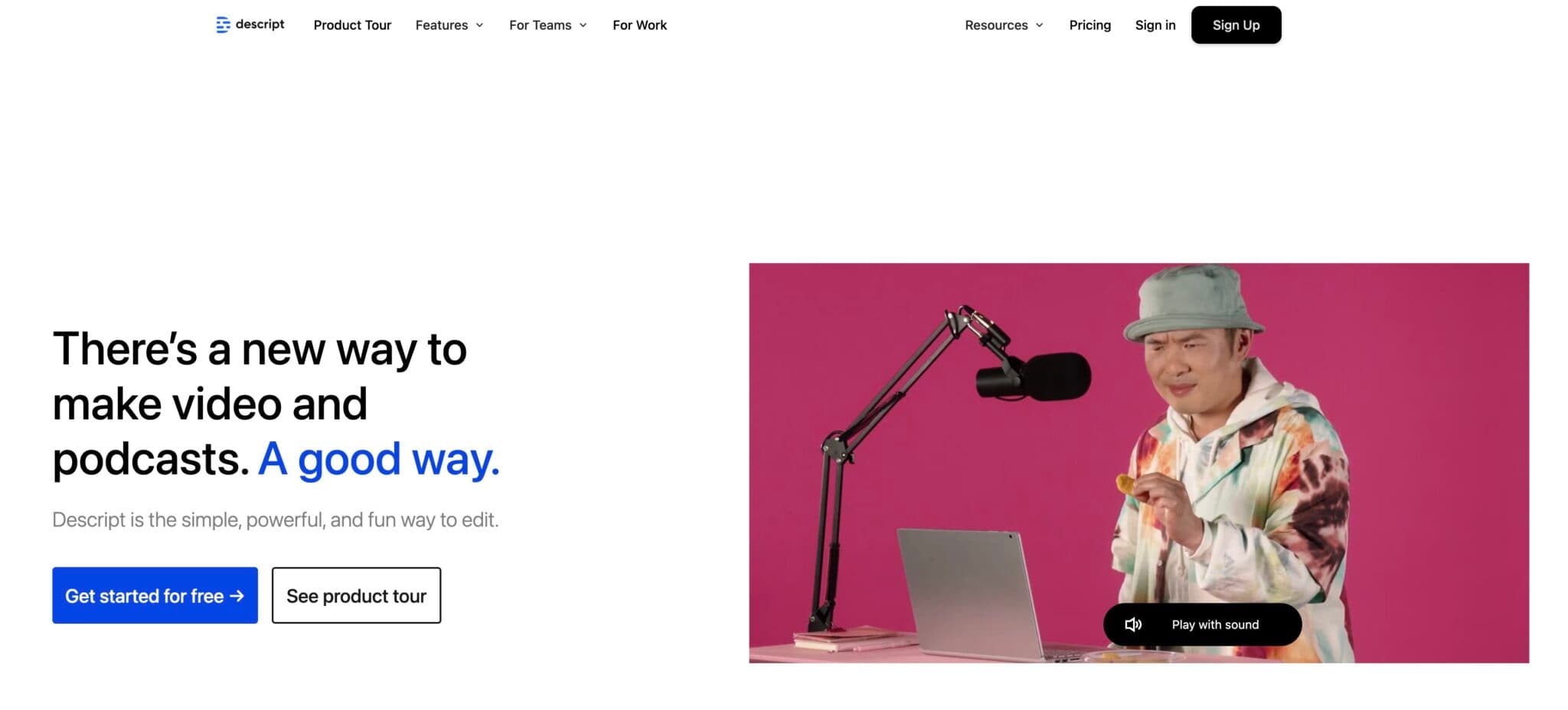 Descript for Contnet Repurposing (Screen Shot) Homepage
