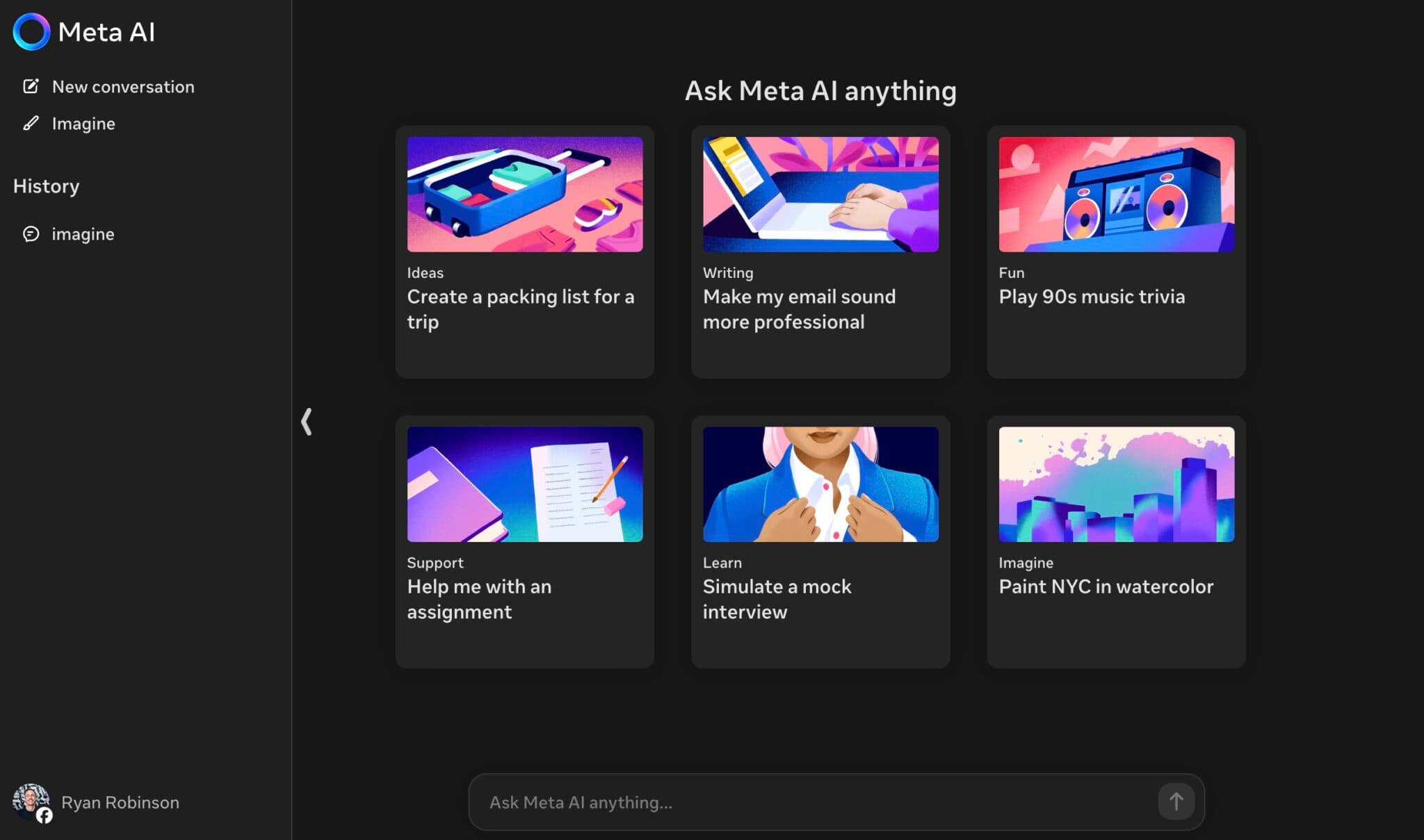 Meta AI (Generative AI Platform) Screen Shot