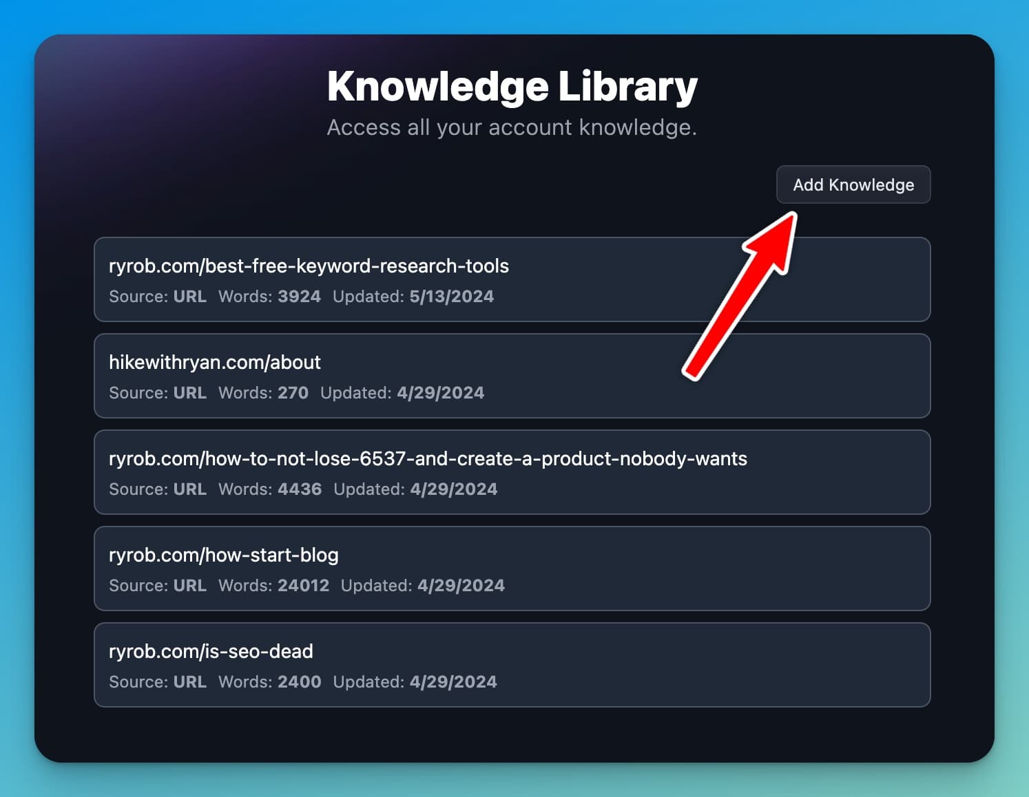 Knowledge Library RightBlogger Summer Update Screen Shot