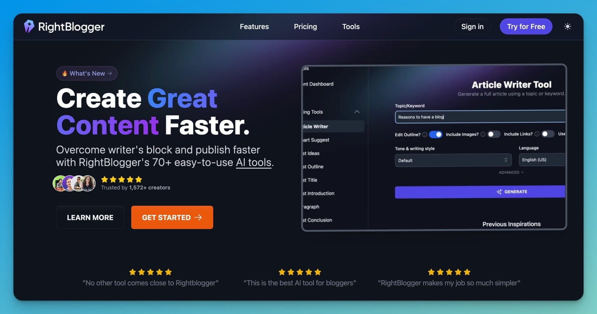 RightBlogger-AI-Blogging-Tools