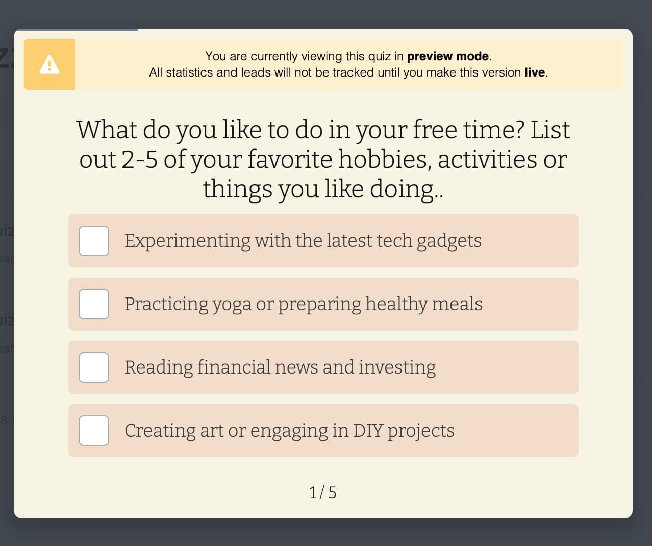 Example of a Quiz Using AI