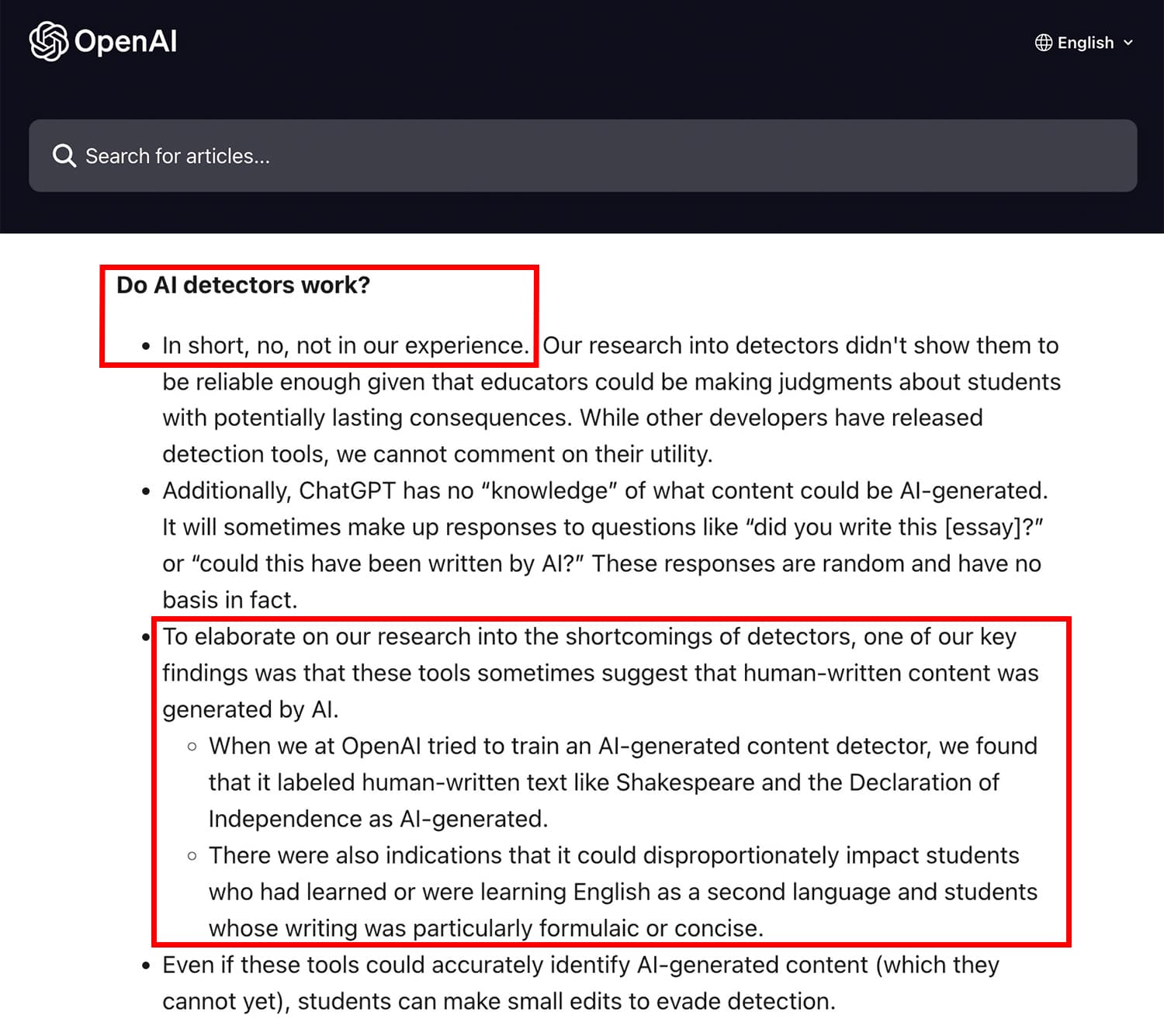 https://help.openai.com/en/articles/8313351-how-can-educators-respond-to-students-presenting-ai-generated-content-as-their-own