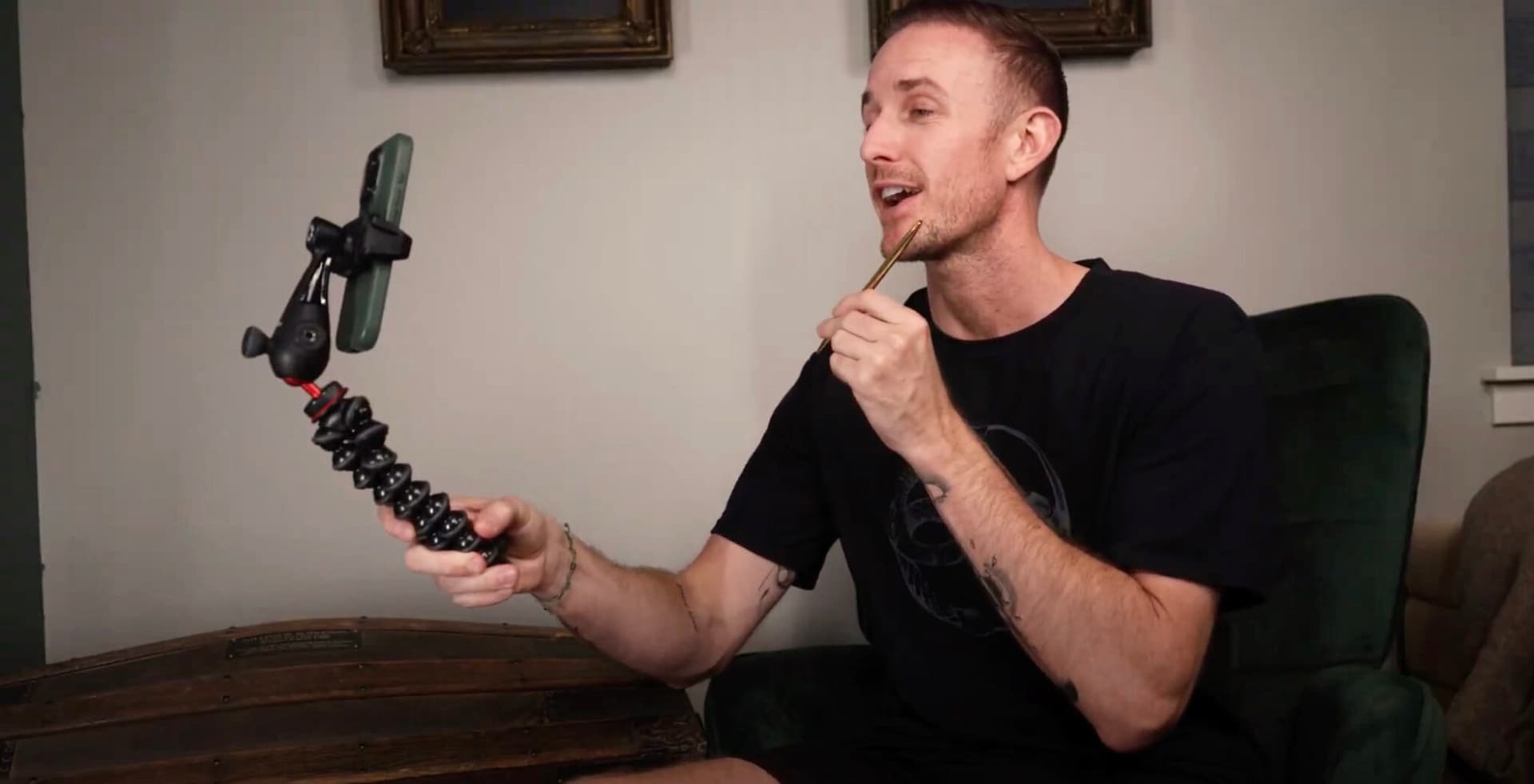 Ryan Robinson Blogger Selfie Video B-Roll Phone Camera Tripod and Pen