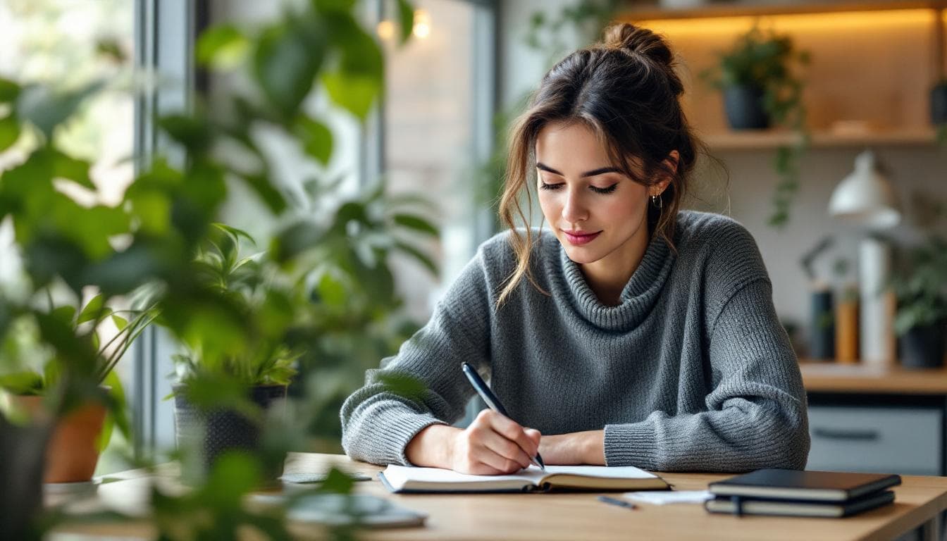 Image of Woman Writing and Blogging