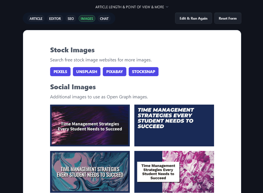 Using the RightBlogger AI Article Writer: getting images for your post