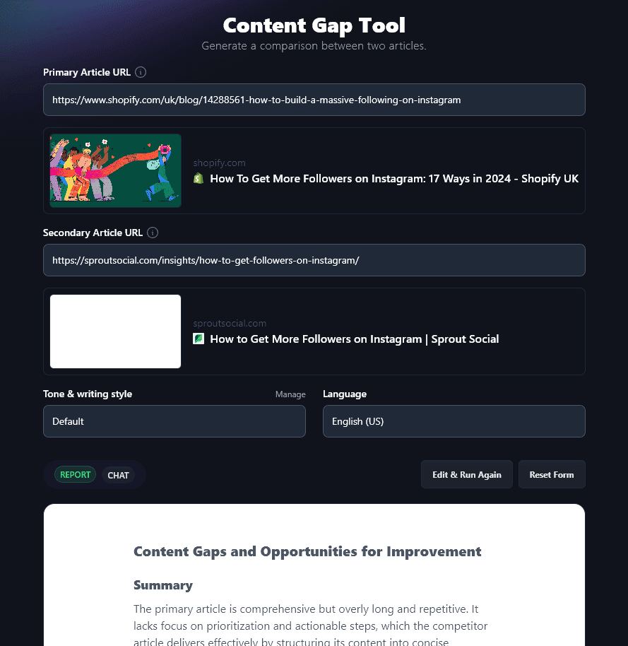 Carrying out competitor analysis with RightBlogger's Content Gap tool
