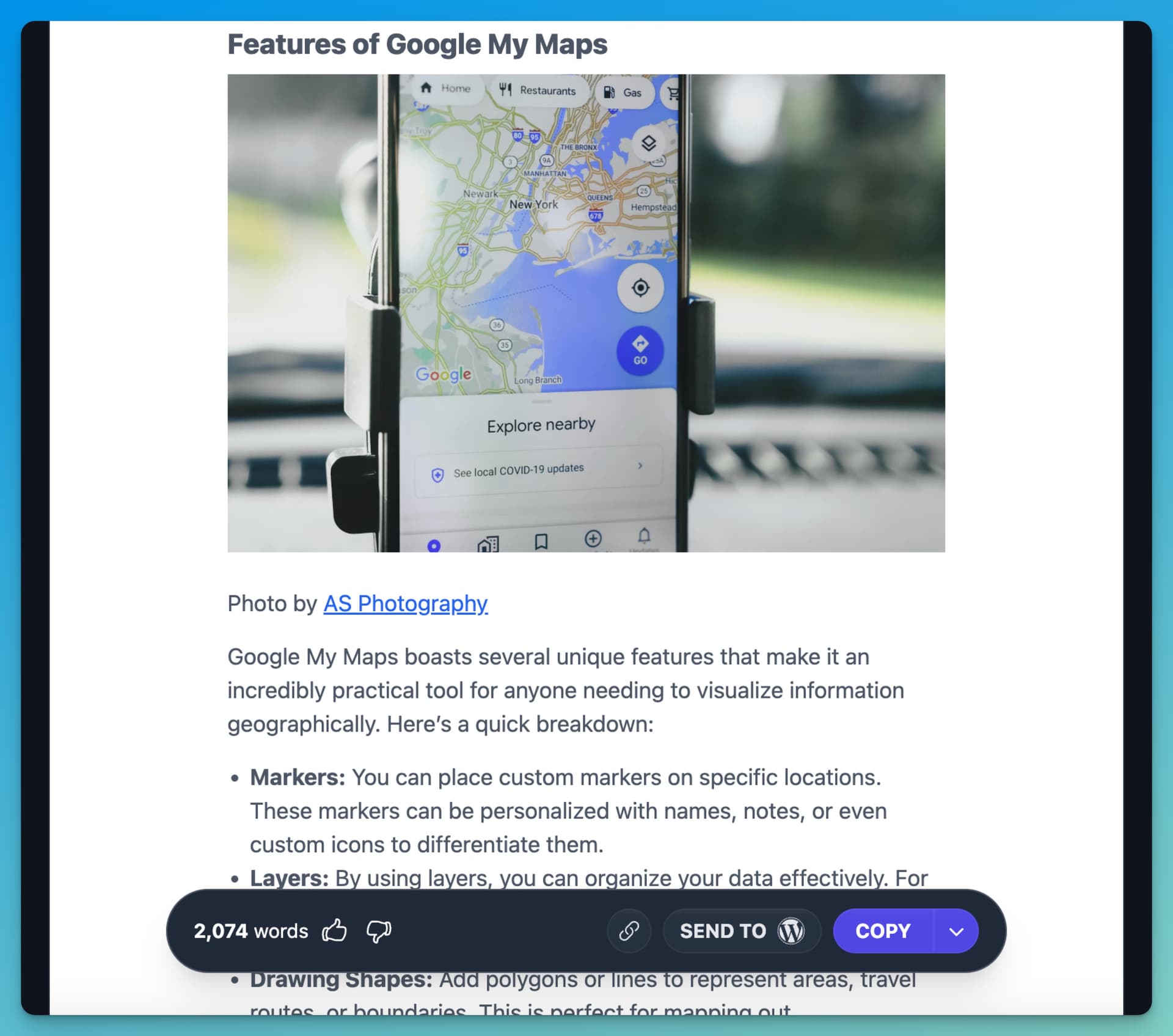 Example of AI Article Writer in RightBlogger (Formatting)