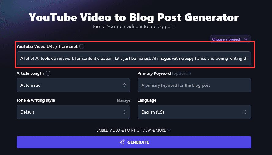 Using video to blog tool in RightBlogger