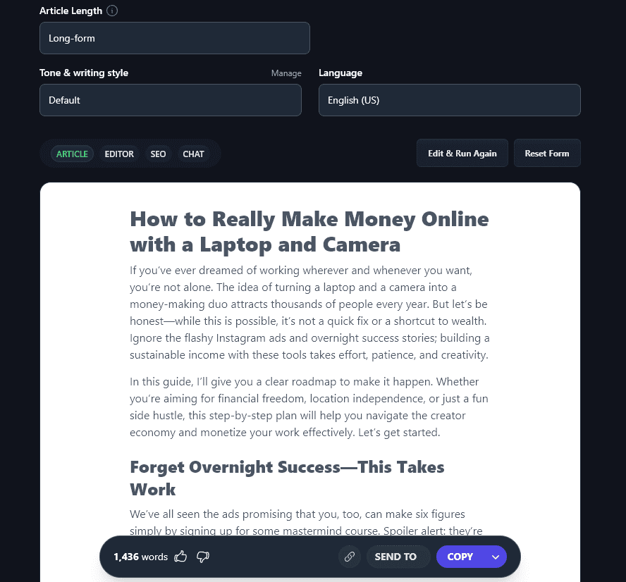 Video to blog output