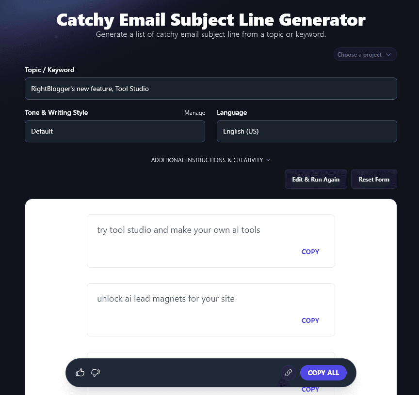 A List of Subject Lines Created With the AI Email Subject Line Generator