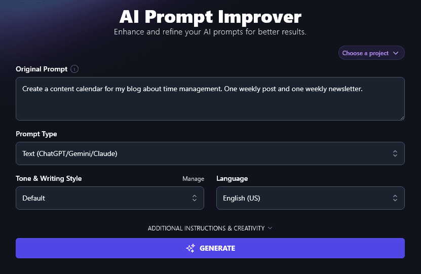 Pasting a Longer Original Prompt Into the AI Prompt Improver