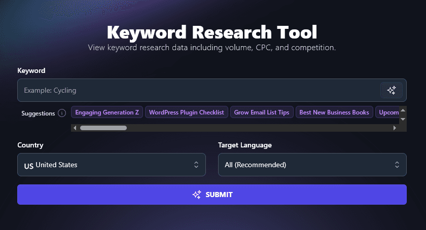 RightBlogger's Keyword Research Tool