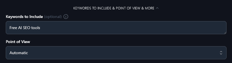 Entering Keywords Into the Blog Post to YouTube Video Script Generator