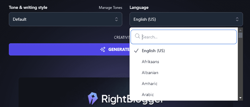 Selecting a Language for the AI Image Captions