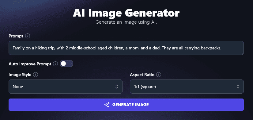 Entering a Detailed, Descriptive Prompt into the AI Image Generator