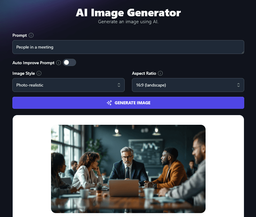 AI Image Generator Creating a General Image of People in a Meeting