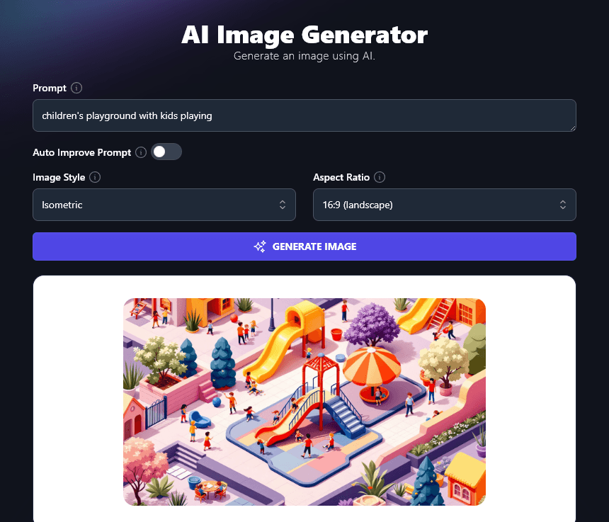 AI Image Generator Creating an Isometric Image of Children Playing in a Playground
