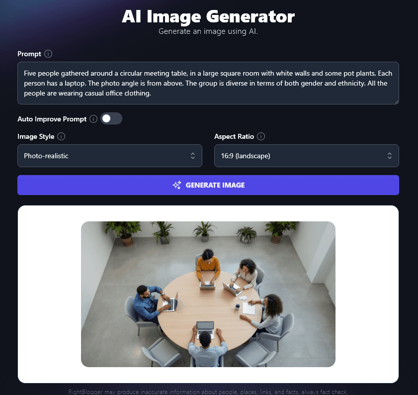 AI Image Generator Responding to a Much More Specific Prompt for an Image of People in a Meeting