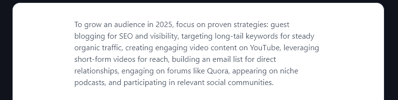 A Summary of a Blog Post, With List Format Off