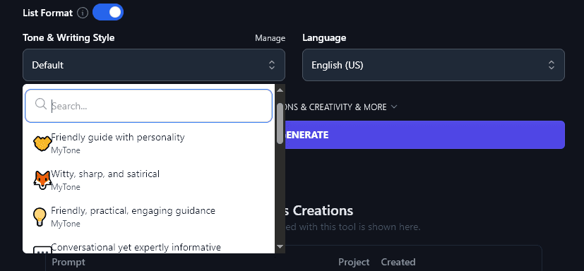 Using Custom MyTones Within the Key Takeaways Generator