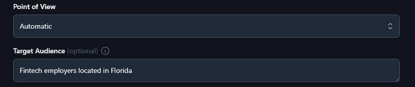 Entering a Target Audience for the LinkedIn Headline Tool