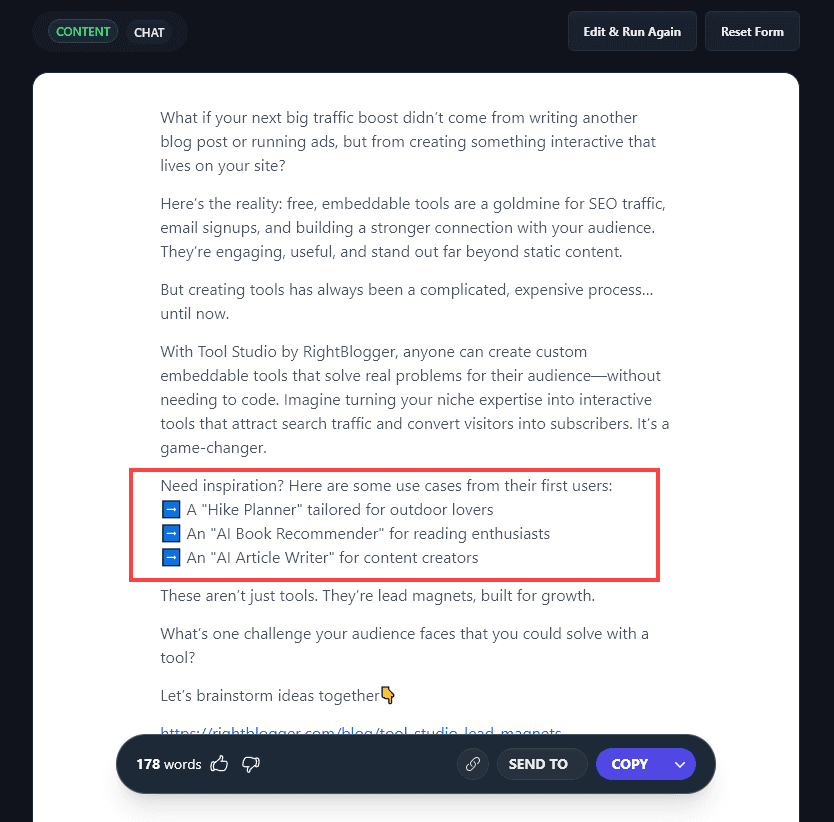 The LinkedIn Post Generator Has Taken Information Directly From the Blog Post and Summarized It