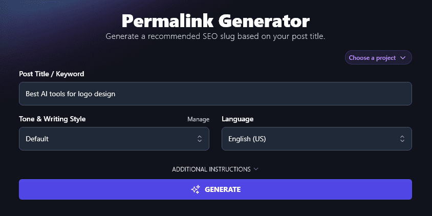 Free Permalink Generator Tool Screen Shot (RightBlogger AI Tool)