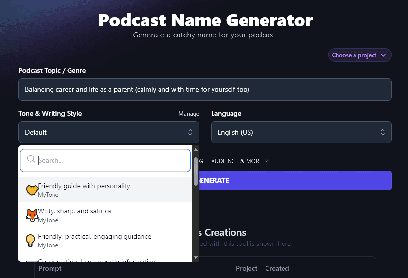Using Custom MyTones With the Podcast Name Generator