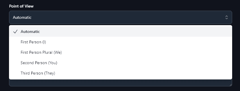 Selecting the Point of View to Use in the YouTube Outline