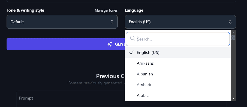 Selecting a Language for the AI Content Gap Analysis Report