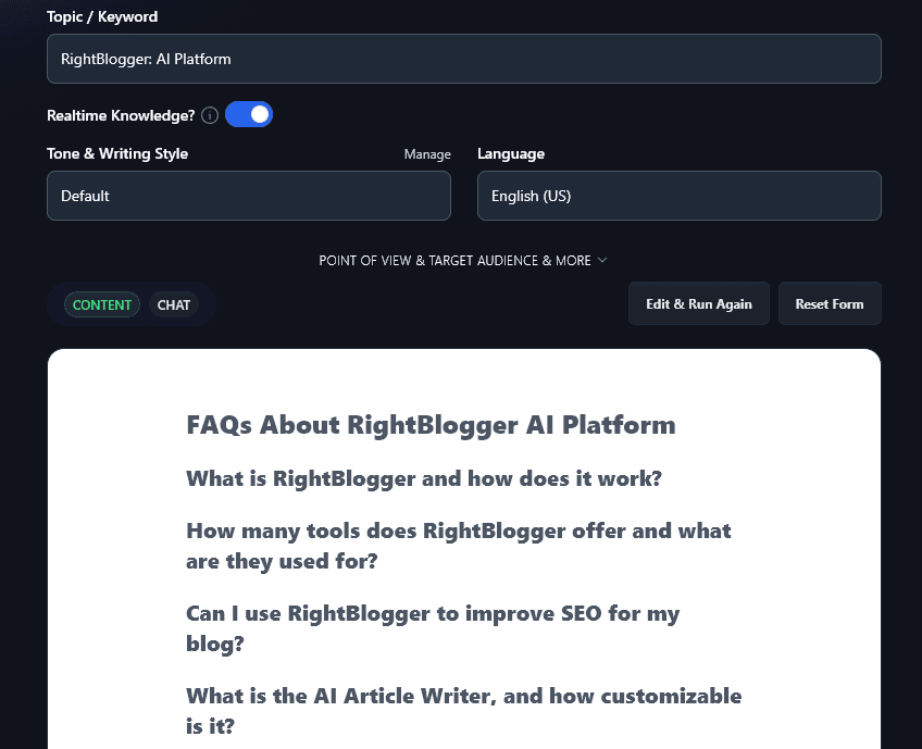Creating Just a List of Questions Using the AI FAQ Generator