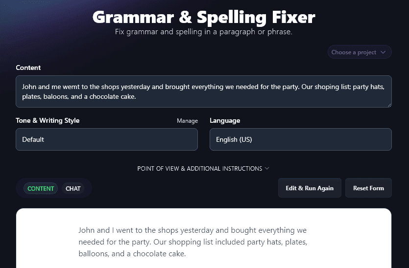 Running the Grammar and Spelling Fixer to Automatically Correct Your Text