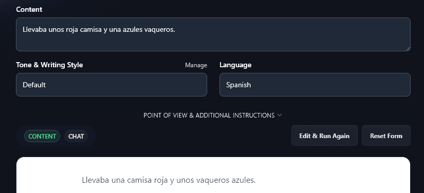 Fixing a Piece of Text Written in Spanish Instead of English